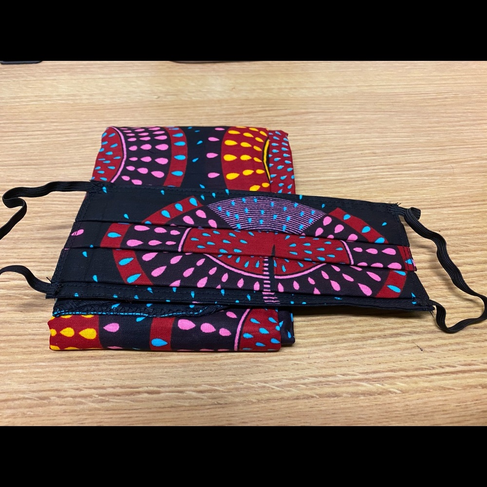 African face mask and head scarf.